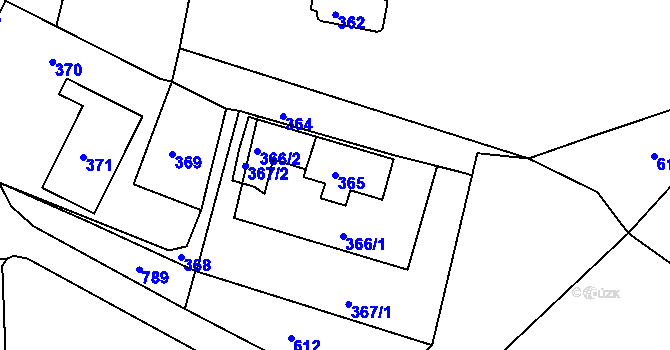 Parcela st. 365 v KÚ Horčápsko, Katastrální mapa