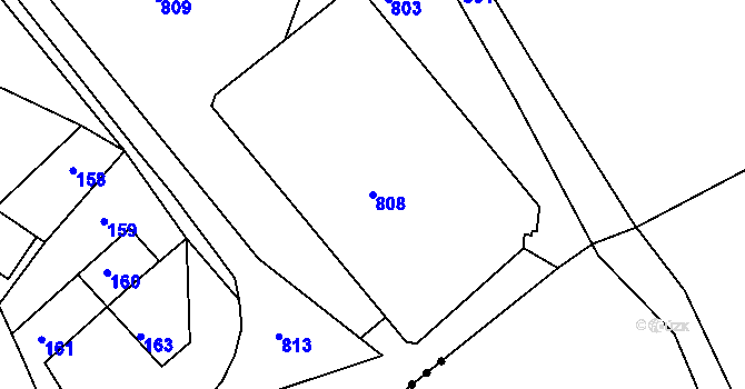 Parcela st. 808 v KÚ Horčápsko, Katastrální mapa