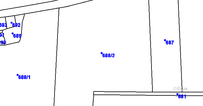 Parcela st. 688/2 v KÚ Horčápsko, Katastrální mapa