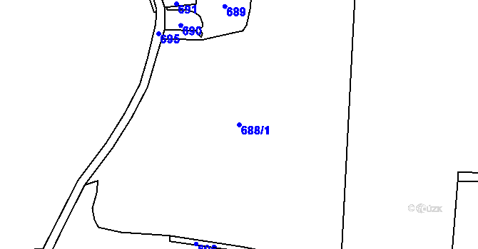 Parcela st. 688/1 v KÚ Horčápsko, Katastrální mapa