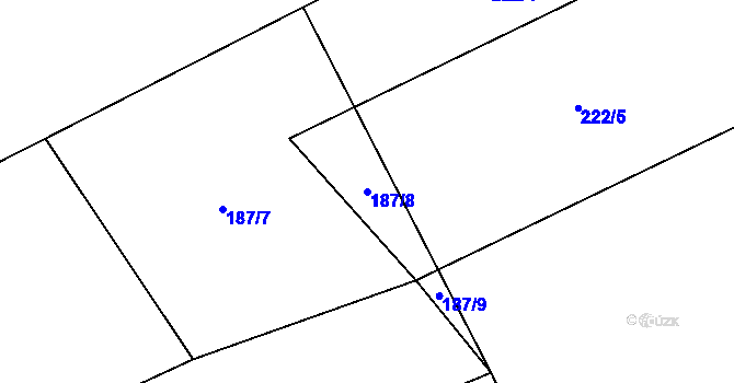 Parcela st. 187/8 v KÚ Hlína, Katastrální mapa
