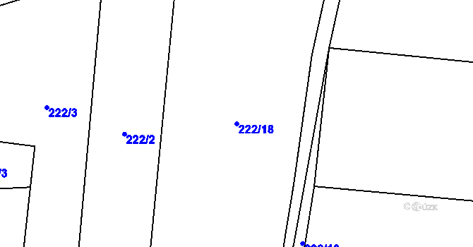 Parcela st. 222/18 v KÚ Hlína, Katastrální mapa