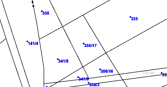 Parcela st. 356/17 v KÚ Hlína, Katastrální mapa