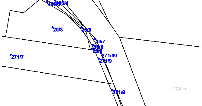 Parcela st. 271/10 v KÚ Hlína, Katastrální mapa