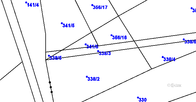 Parcela st. 338/3 v KÚ Hlína, Katastrální mapa