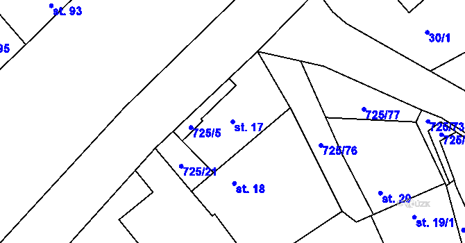 Parcela st. 17 v KÚ Horka u Chrudimi, Katastrální mapa
