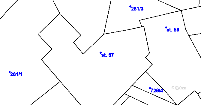Parcela st. 57 v KÚ Horka u Chrudimi, Katastrální mapa