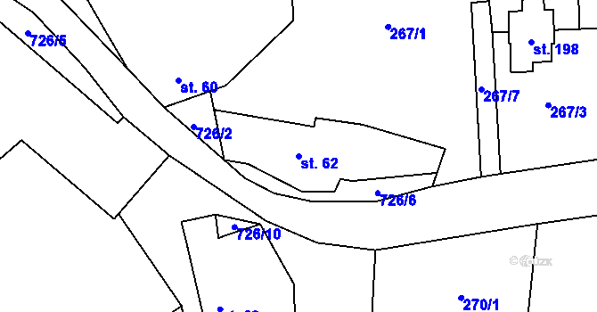 Parcela st. 62 v KÚ Horka u Chrudimi, Katastrální mapa