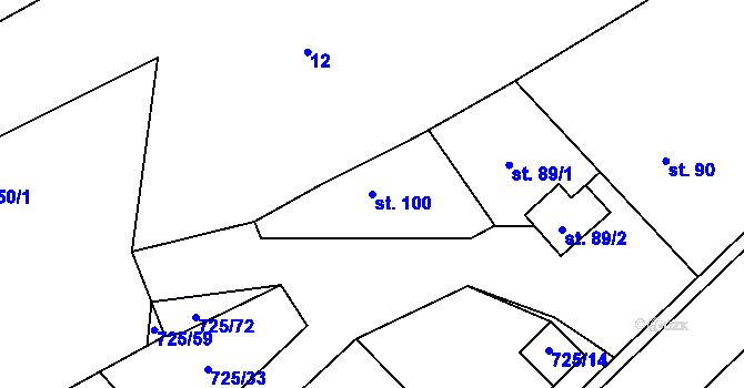 Parcela st. 100 v KÚ Horka u Chrudimi, Katastrální mapa
