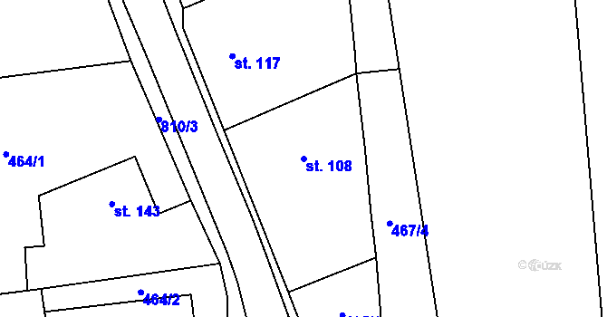 Parcela st. 108 v KÚ Horka u Chrudimi, Katastrální mapa