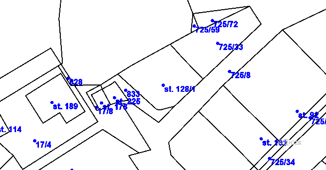 Parcela st. 128/1 v KÚ Horka u Chrudimi, Katastrální mapa