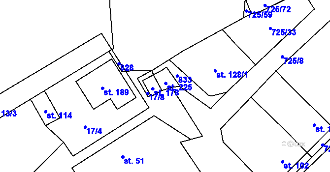 Parcela st. 128/2 v KÚ Horka u Chrudimi, Katastrální mapa
