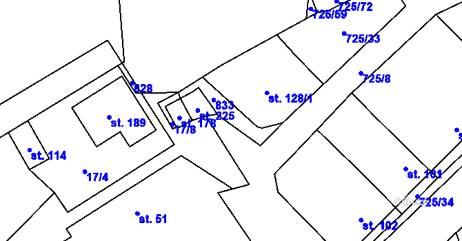 Parcela st. 128/3 v KÚ Horka u Chrudimi, Katastrální mapa