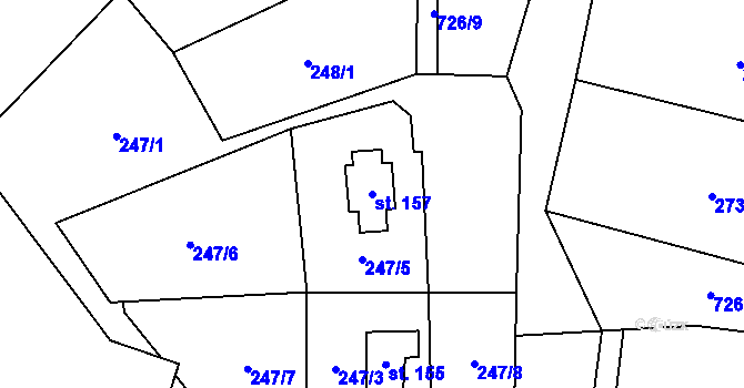 Parcela st. 157 v KÚ Horka u Chrudimi, Katastrální mapa