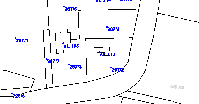 Parcela st. 173 v KÚ Horka u Chrudimi, Katastrální mapa
