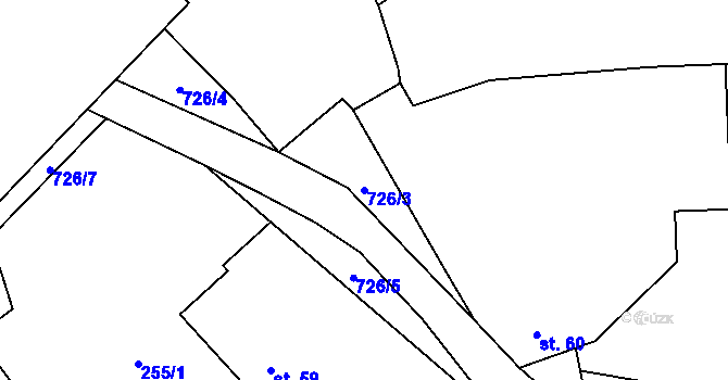 Parcela st. 726/3 v KÚ Horka u Chrudimi, Katastrální mapa