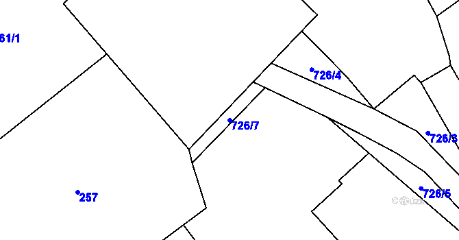 Parcela st. 726/7 v KÚ Horka u Chrudimi, Katastrální mapa