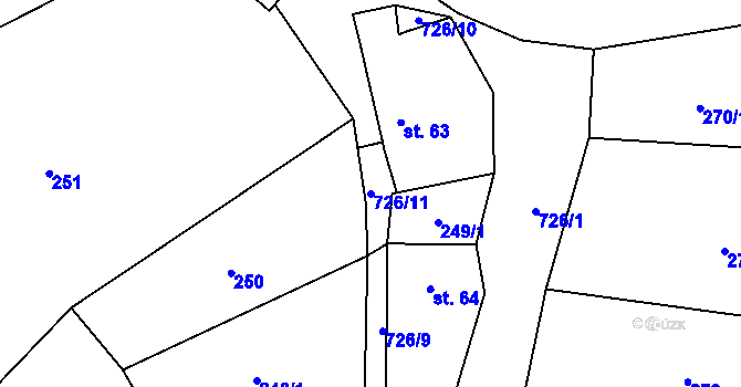Parcela st. 726/11 v KÚ Horka u Chrudimi, Katastrální mapa