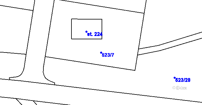 Parcela st. 523/7 v KÚ Horka u Chrudimi, Katastrální mapa