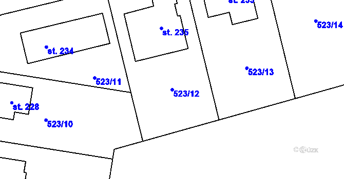 Parcela st. 523/12 v KÚ Horka u Chrudimi, Katastrální mapa