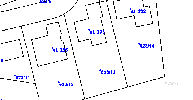 Parcela st. 523/13 v KÚ Horka u Chrudimi, Katastrální mapa