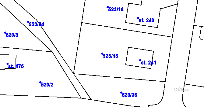 Parcela st. 523/15 v KÚ Horka u Chrudimi, Katastrální mapa
