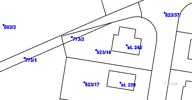 Parcela st. 523/18 v KÚ Horka u Chrudimi, Katastrální mapa