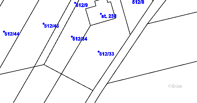 Parcela st. 512/33 v KÚ Horka u Chrudimi, Katastrální mapa