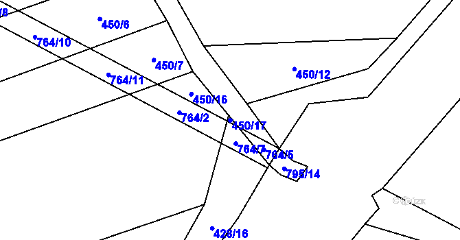 Parcela st. 450/17 v KÚ Horka u Chrudimi, Katastrální mapa