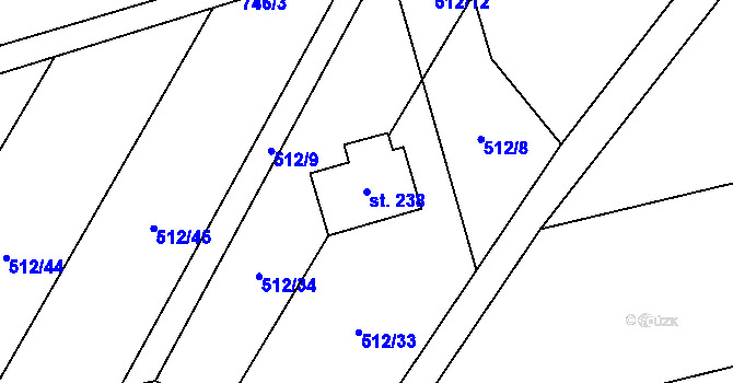 Parcela st. 238 v KÚ Horka u Chrudimi, Katastrální mapa