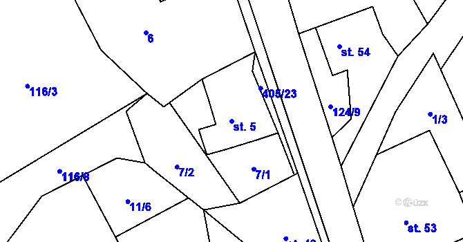Parcela st. 5 v KÚ Smrček u Žumberku, Katastrální mapa