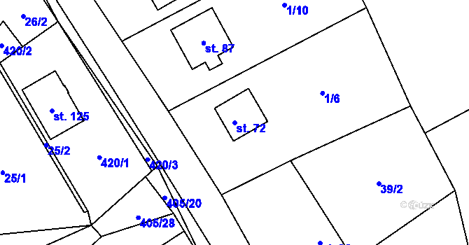 Parcela st. 72 v KÚ Smrček u Žumberku, Katastrální mapa