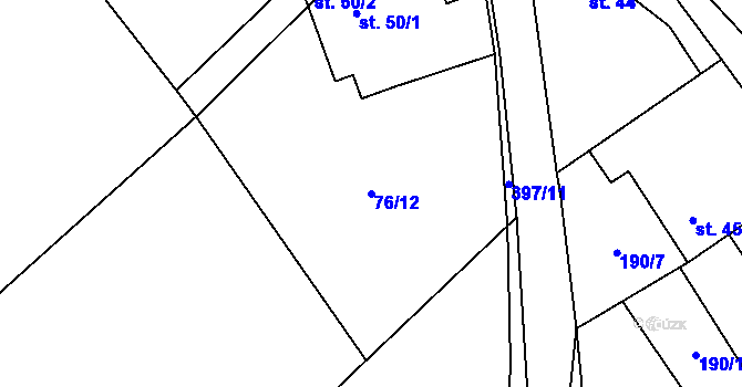 Parcela st. 76/12 v KÚ Smrček u Žumberku, Katastrální mapa