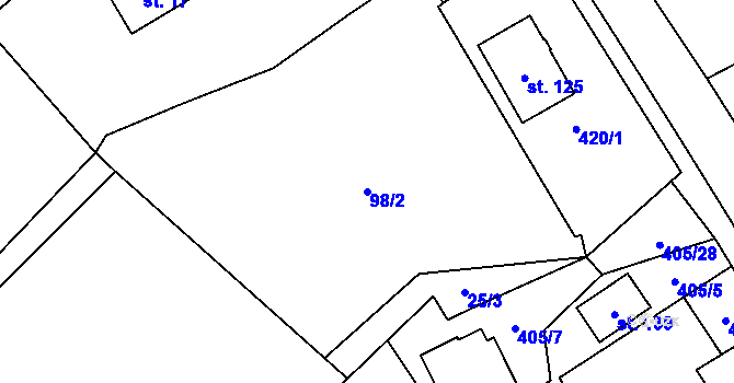 Parcela st. 98/2 v KÚ Smrček u Žumberku, Katastrální mapa