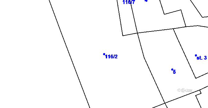 Parcela st. 116/2 v KÚ Smrček u Žumberku, Katastrální mapa