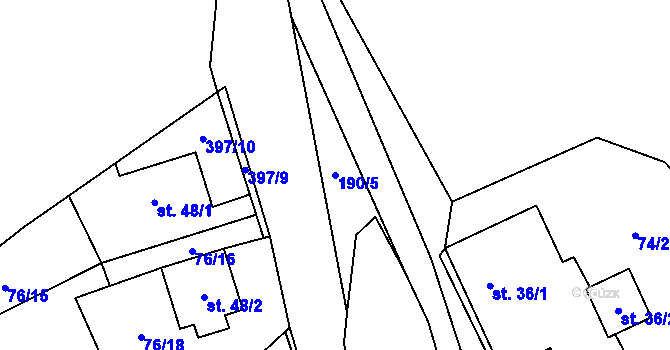 Parcela st. 190/5 v KÚ Smrček u Žumberku, Katastrální mapa