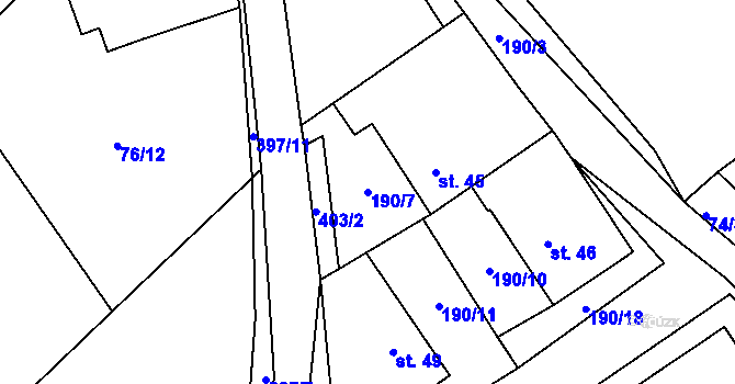 Parcela st. 190/7 v KÚ Smrček u Žumberku, Katastrální mapa