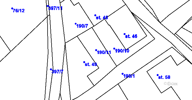 Parcela st. 190/11 v KÚ Smrček u Žumberku, Katastrální mapa