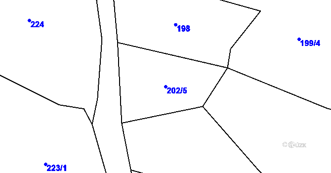 Parcela st. 202/5 v KÚ Smrček u Žumberku, Katastrální mapa