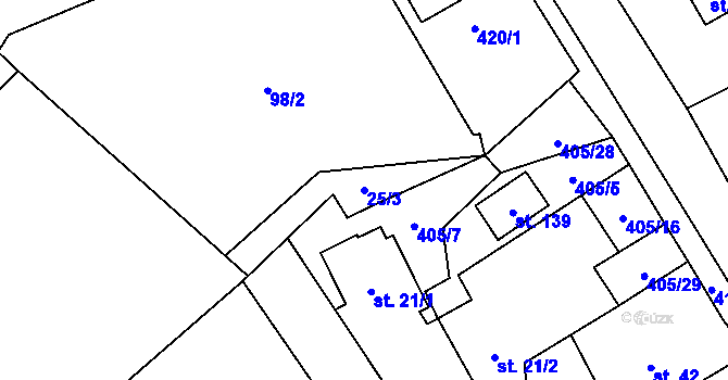 Parcela st. 25/3 v KÚ Smrček u Žumberku, Katastrální mapa