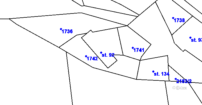 Parcela st. 92 v KÚ Horka nad Sázavou, Katastrální mapa