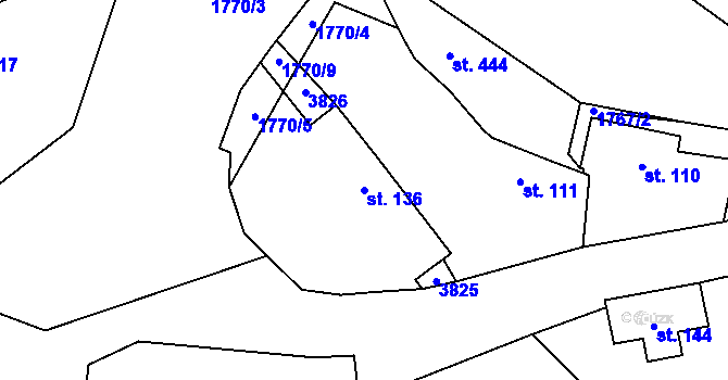 Parcela st. 136 v KÚ Horka nad Sázavou, Katastrální mapa