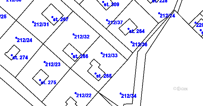 Parcela st. 212/33 v KÚ Horka nad Sázavou, Katastrální mapa