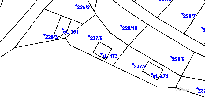 Parcela st. 237/2 v KÚ Horka nad Sázavou, Katastrální mapa