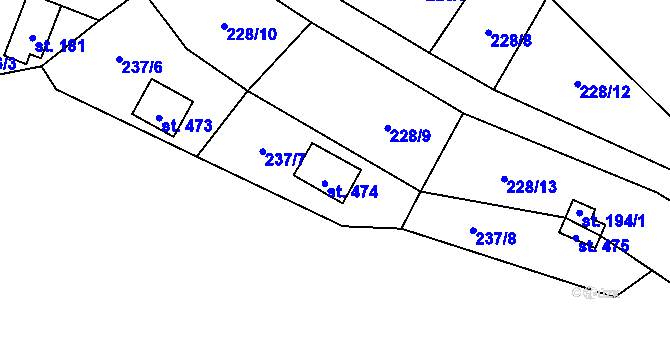 Parcela st. 237/3 v KÚ Horka nad Sázavou, Katastrální mapa