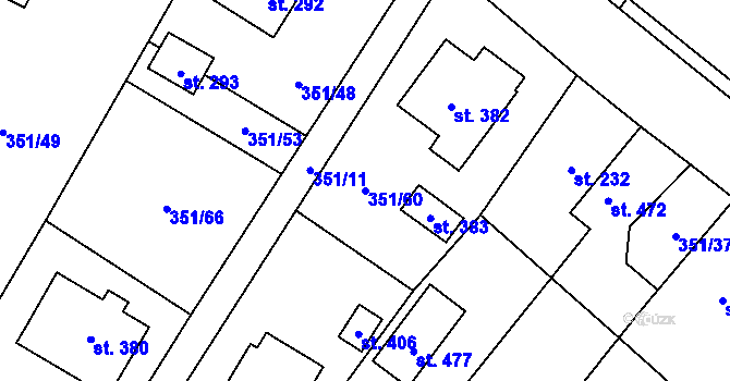 Parcela st. 351/60 v KÚ Horka nad Sázavou, Katastrální mapa
