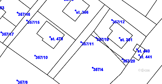 Parcela st. 357/11 v KÚ Horka nad Sázavou, Katastrální mapa
