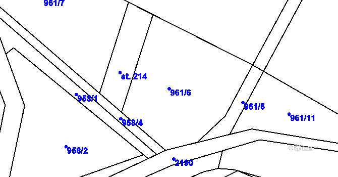 Parcela st. 961/6 v KÚ Horka nad Sázavou, Katastrální mapa
