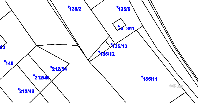 Parcela st. 135/12 v KÚ Horka nad Sázavou, Katastrální mapa