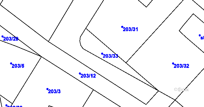 Parcela st. 203/33 v KÚ Horka nad Sázavou, Katastrální mapa